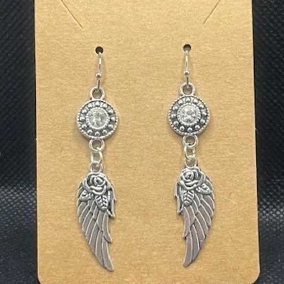 Crystal Angel Wing Earrings - Picture 1 of 4